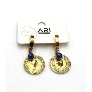Earrings Turkish Coin Ata Turk Profile Evil Eye Dangles Drops S Steel